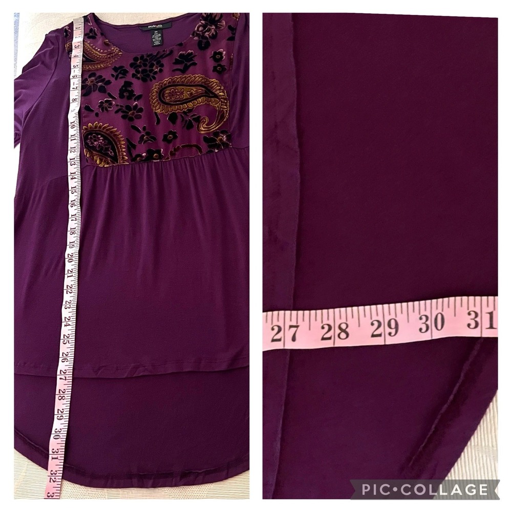 Style & Co Blouse Size OX Paisley Floral Velvet Front Panel Long Sleeve Top New - Picture 9 of 13